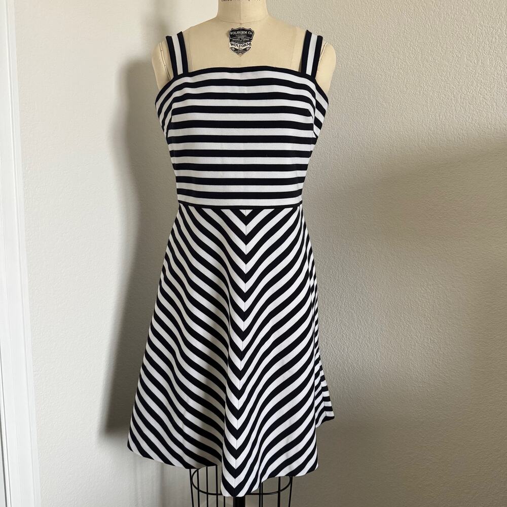 Michael Kors | Navy and White Stripe Skater Dress Size 14